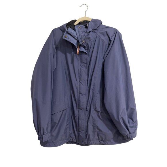L.L. Bean Jackets & Blazers - L.L. Bean Gore-Tex Blue Waterproof Jacket Hooded Full-Zip Womens XL